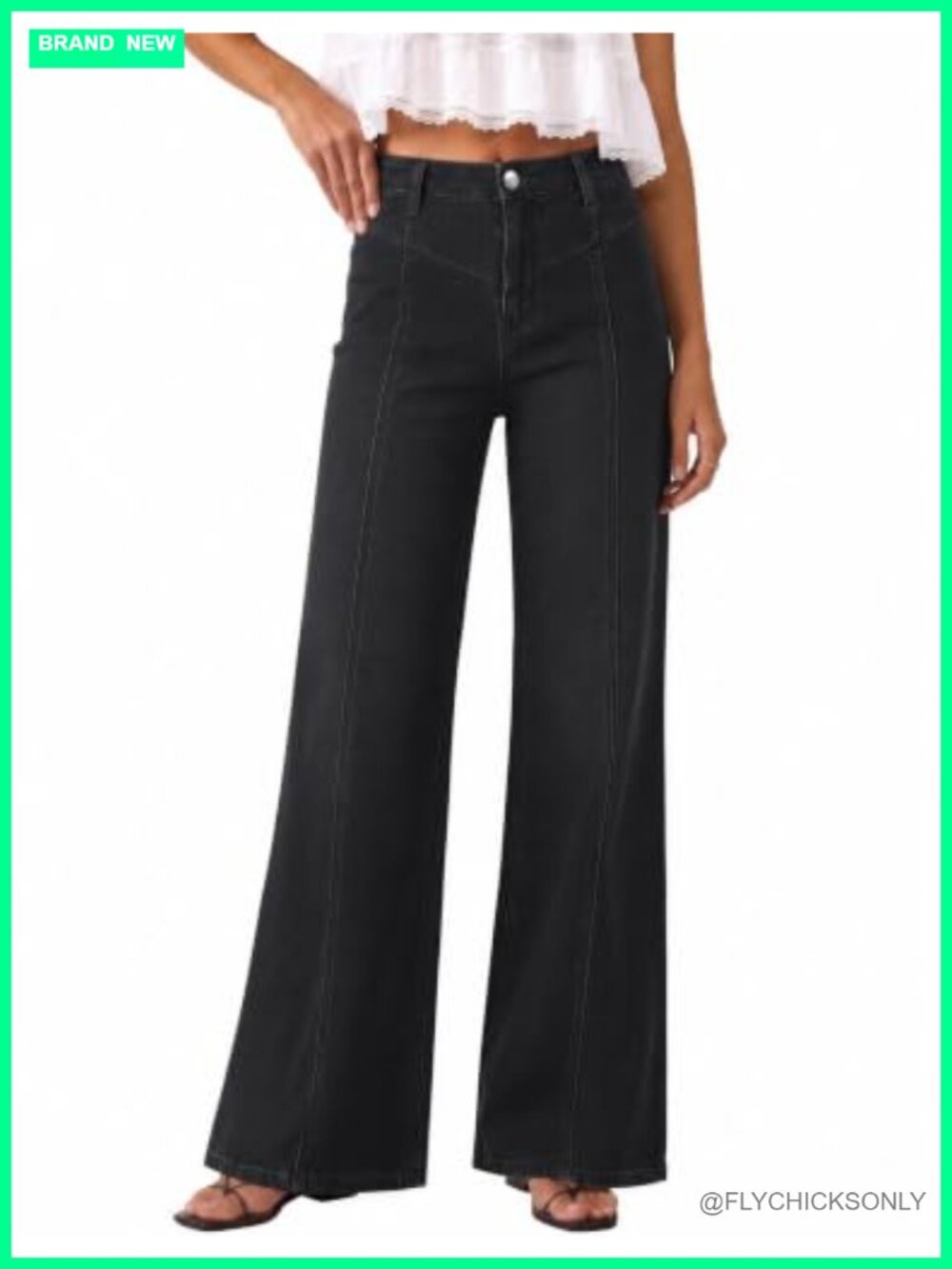 ZESICA Wide Leg High Waisted Stretchy Jeans with Pockets